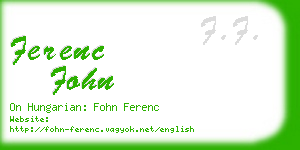 ferenc fohn business card
